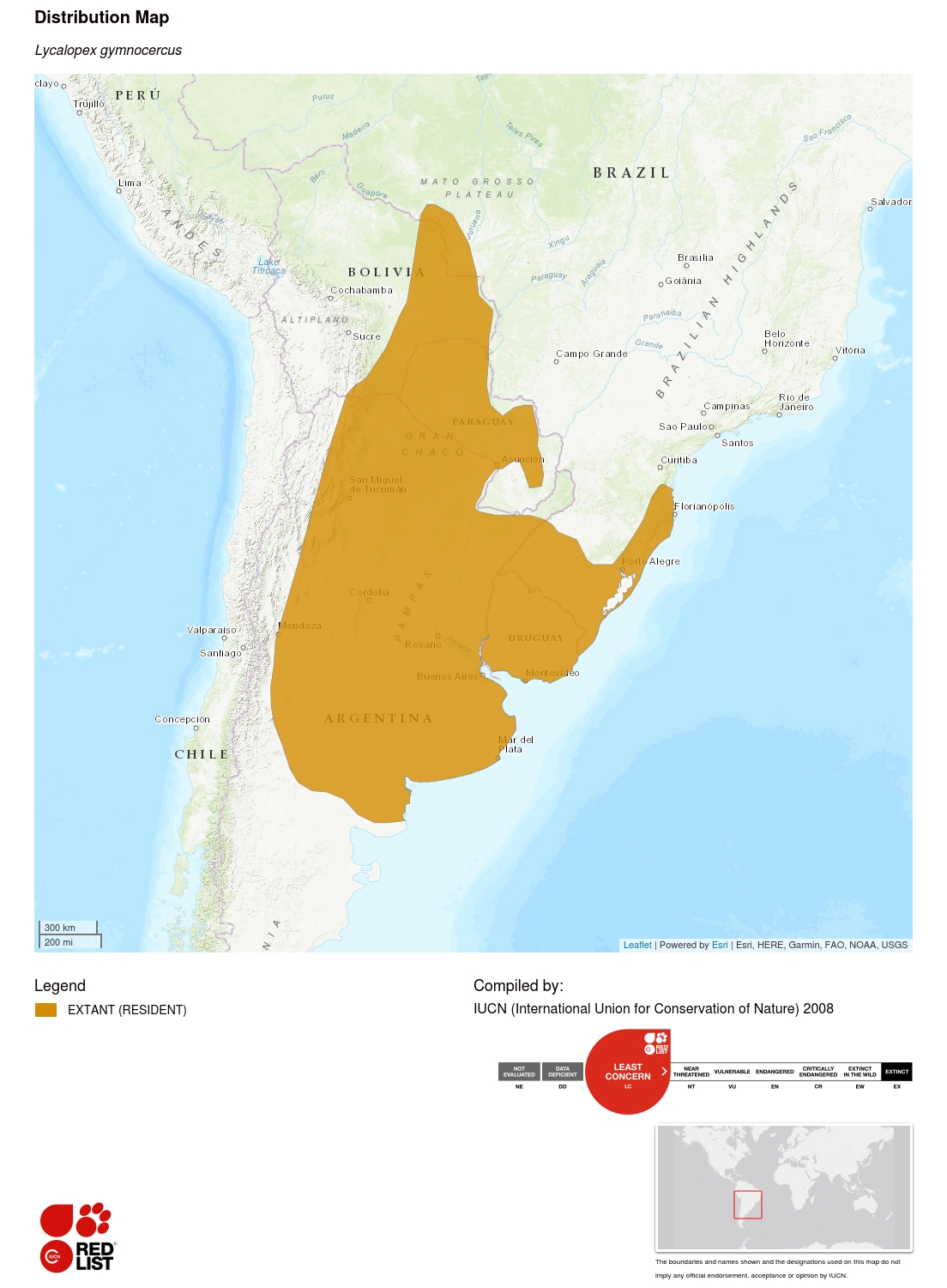 (Pampas Fox range map)